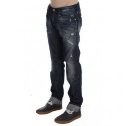 Jeans dritti dalla vestibilità regolare in cotone blu - W34