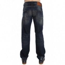 Jeans dritti a vita bassa con lavaggio blu - W34