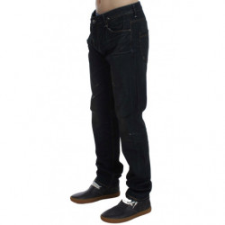 Jeans dal taglio dritto in denim di cotone lavato blu - W34