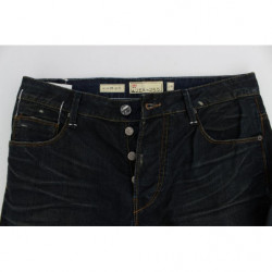 Jeans dal taglio dritto in denim di cotone lavato blu - W34