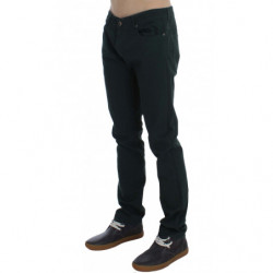 Jeans dal taglio dritto in denim di cotone verde elasticizzato - W34