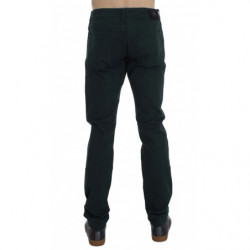 Jeans dal taglio dritto in denim di cotone verde elasticizzato - W34