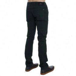 Jeans dal taglio dritto in denim di cotone verde elasticizzato - W34