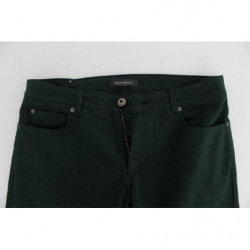 Jeans dal taglio dritto in denim di cotone verde elasticizzato - W34