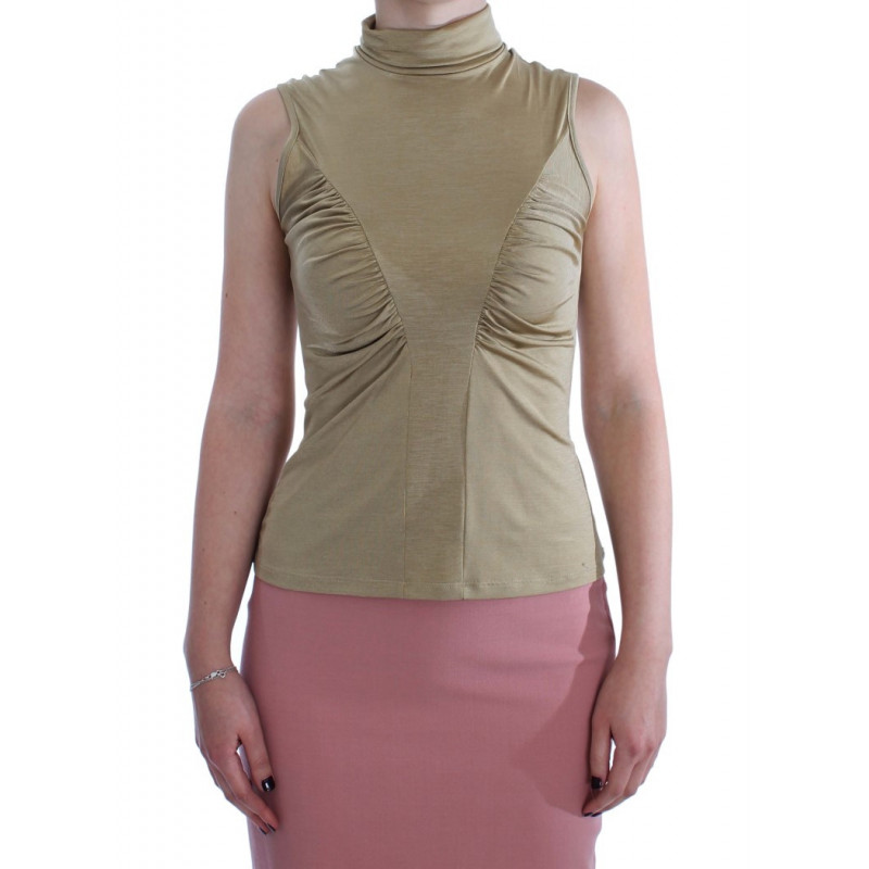 Camicetta con collo alto in nylon dorato - IT44 - M