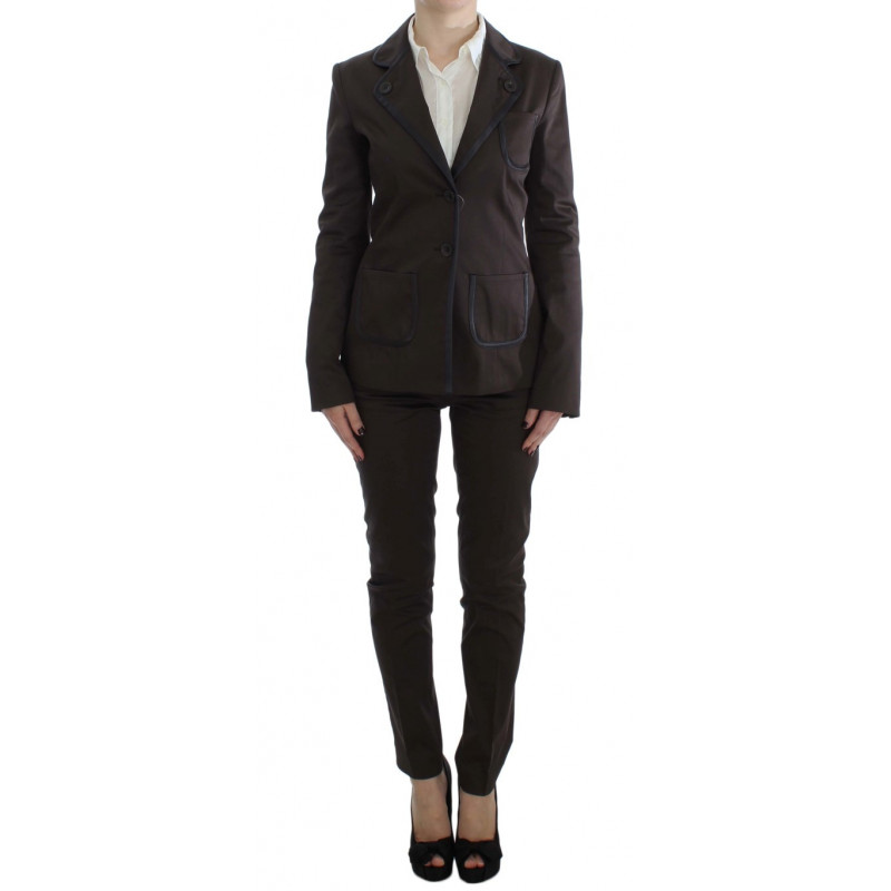 Abito marrone elasticizzato a due bottoni - IT40-S