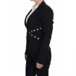 Giacca blazer con borchie dorate in cotone nero elasticizzato - IT44-L