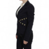 Giacca blazer con borchie dorate in cotone nero elasticizzato - IT44-L