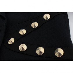 Giacca blazer con borchie dorate in cotone nero elasticizzato - IT44-L