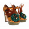 Scarpe sandalo plateau cristallo pelle arancione - EU38.5/US8