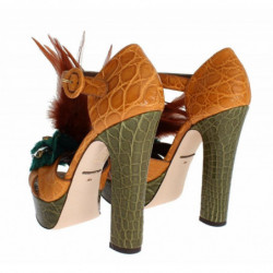 Scarpe sandalo plateau cristallo pelle arancione - EU38.5/US8