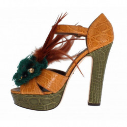 Scarpe sandalo plateau cristallo pelle arancione - EU38.5/US8
