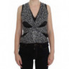 Top in camicetta di seta nera grigia - IT40-S
