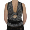 Top in camicetta di seta nera grigia - IT40-S