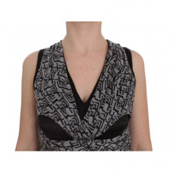 Top in camicetta di seta nera grigia - IT40-S