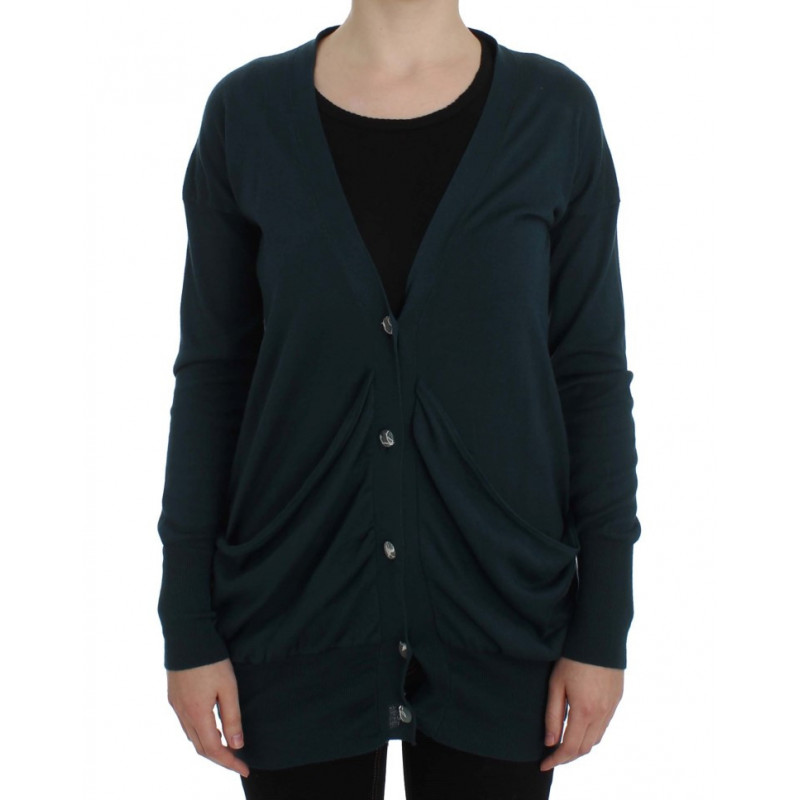 Maglione cardigan abbottonato verde - IT42-M