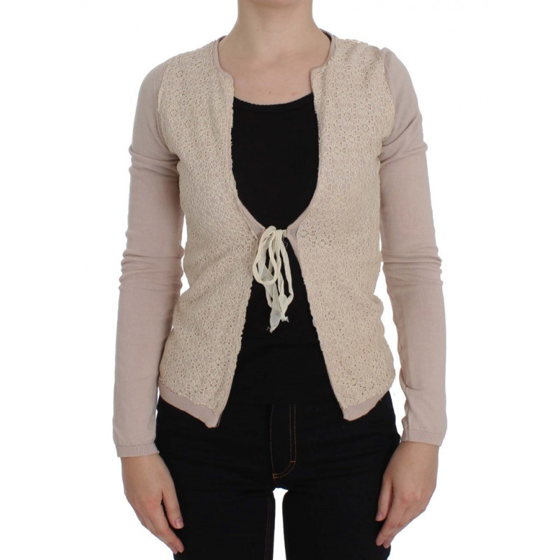 Maglione avvolgente in pizzo floreale rosa - IT42-M