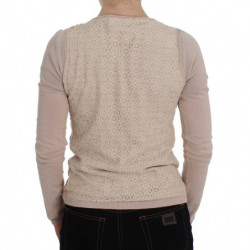Maglione avvolgente in pizzo floreale rosa - IT42-M