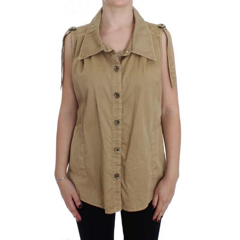 Camicia senza maniche in cotone beige - IT42 - S