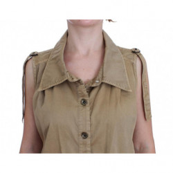 Camicia senza maniche in cotone beige - IT42 - S