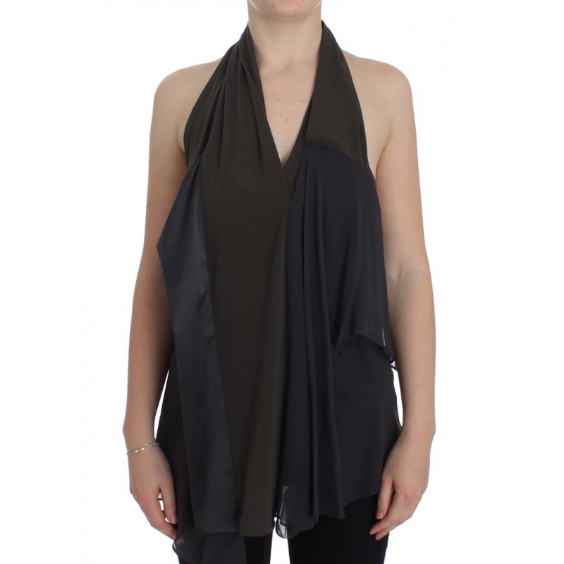 Top in camicetta elasticizzata blu grigio - IT40-S