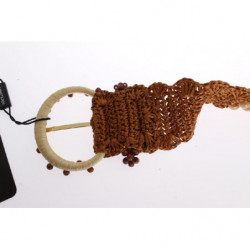 Cintura larga perline legno rafia marrone - 65 CM / 26 INCHES