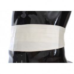 Fascia da smoking in seta bianca con cintura larga - IT44 - XS