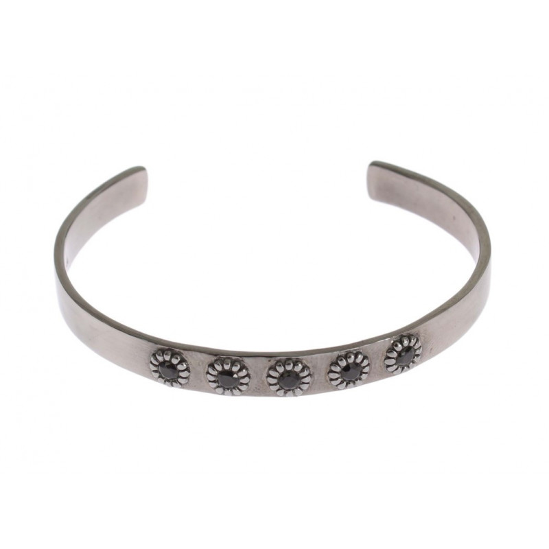 Bracciale rigido in argento 925 con cristalli neri - M