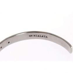 Bracciale rigido in argento 925 con cristalli neri - M