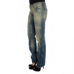 Jeans bootcut slim fit in cotone lavato blu - W26