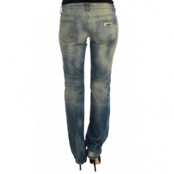 Jeans bootcut slim fit in cotone lavato blu - W26