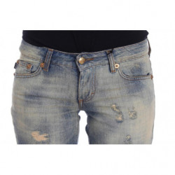 Jeans bootcut slim fit in cotone lavato blu - W26