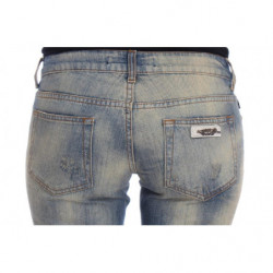 Jeans bootcut slim fit in cotone lavato blu - W26