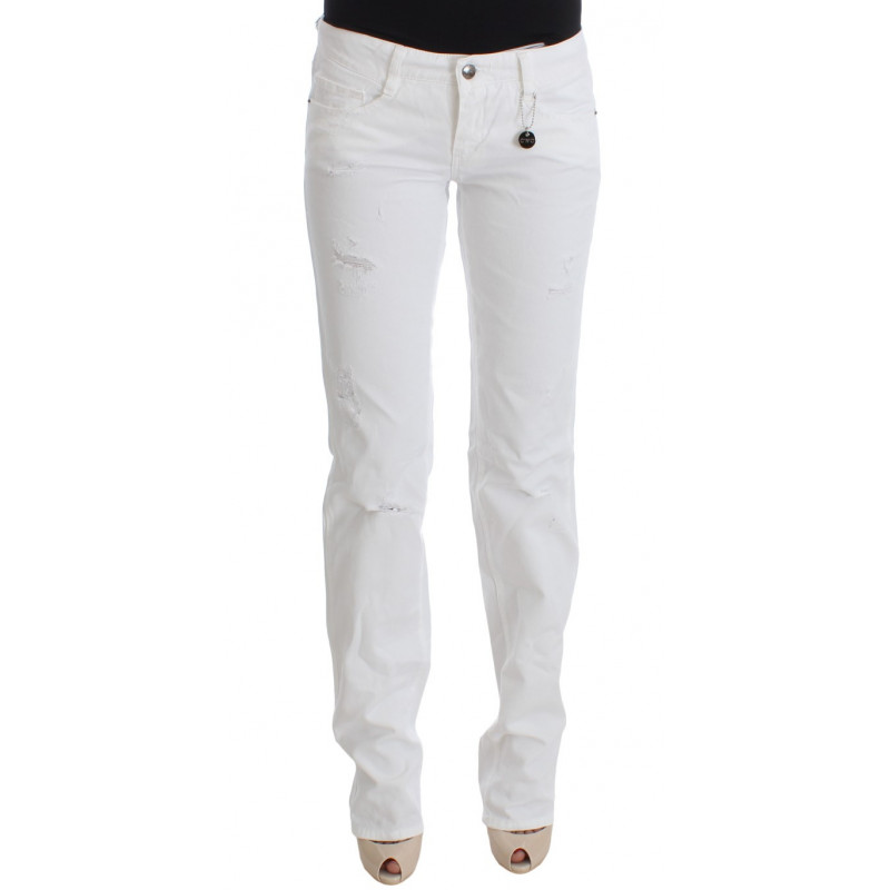 Jeans bootcut in denim slim fit in cotone bianco - W26