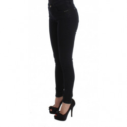 Jeans slim fit in denim di cotone nero - W26