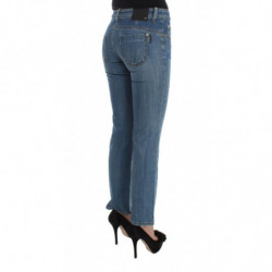 Jeans cropped slim fit in cotone blu - W26