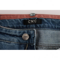 Jeans cropped slim fit in cotone blu - W26