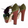 Scarpe sandalo con plateau in cristallo in pelle verde - EU38/US7.5