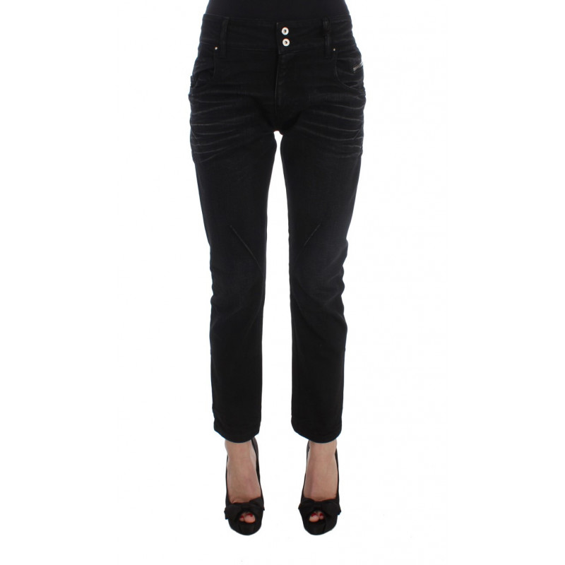 Jeans slim fit slouchy in cotone nero - W26