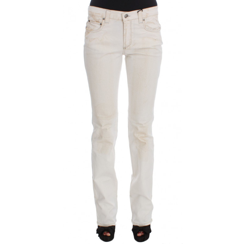 Jeans bootcut slim fit in cotone bianco - W26