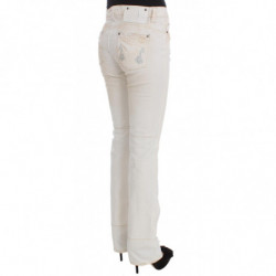 Jeans bootcut slim fit in cotone bianco - W26