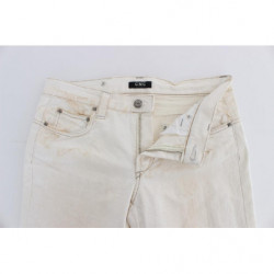 Jeans bootcut slim fit in cotone bianco - W26