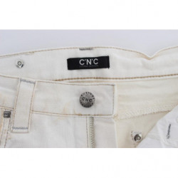 Jeans bootcut slim fit in cotone bianco - W26
