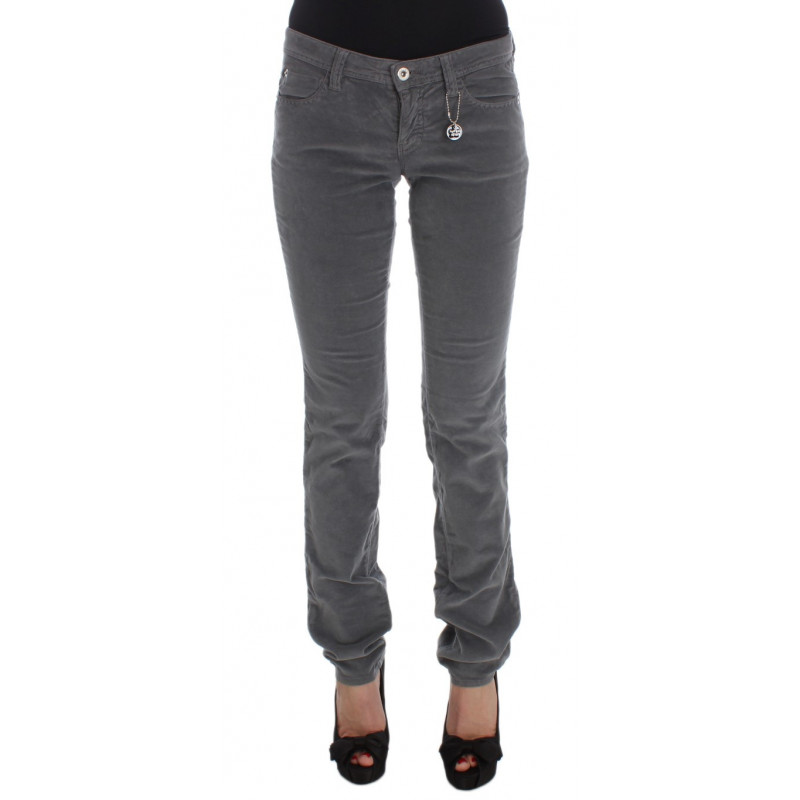 Jeans in velluto a coste super slim di cotone grigio - W25