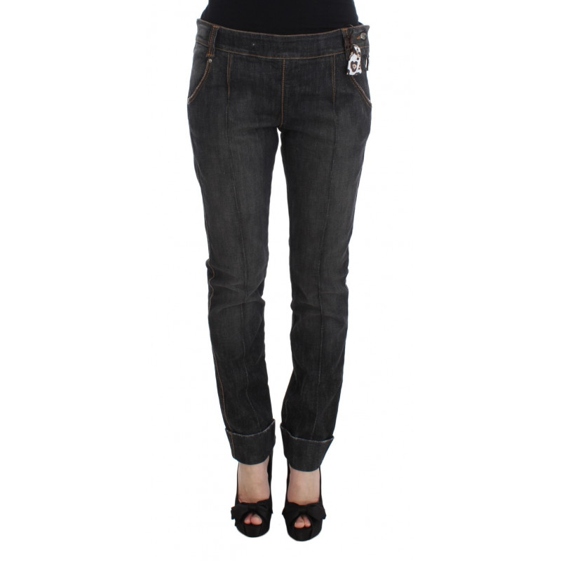 Jeans slim fit in denim di cotone grigio - IT46-XL