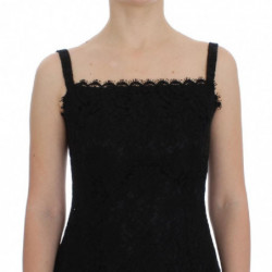 Abito al ginocchio a trapezio in pizzo floreale nero - IT40-S