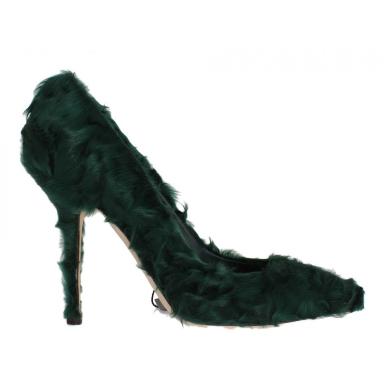 Décolleté in pelle di pelliccia di agnello verde Xiangao - EU40/US9.5