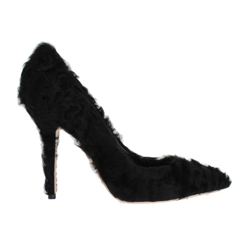 Décolleté in pelle di pelliccia di agnello Xiangao nera - EU40/US9.5