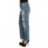 Jeans cropped stile boyfriend in cotone lavato blu - W26