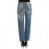 Jeans cropped stile boyfriend in cotone lavato blu - W26